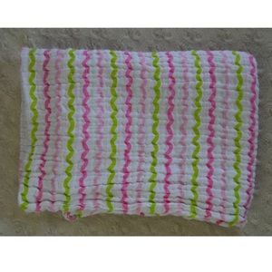 First Impressions Baby Blanket Swaddle Pink White Green Stripes Muslin Lovey